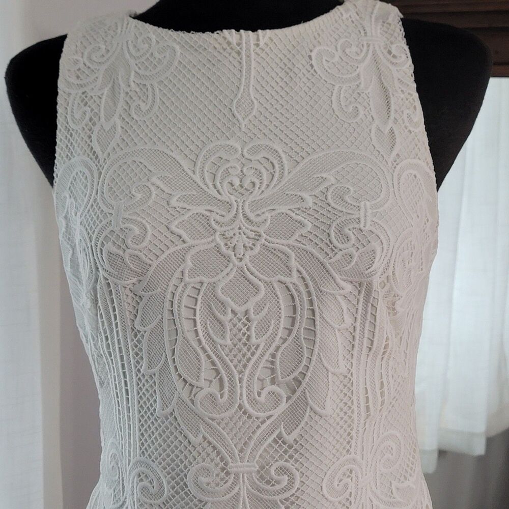 Lauren Ralph Lauren Ivory Corded Lace Sheath Dress Womens Sz 10 Sleeveless
